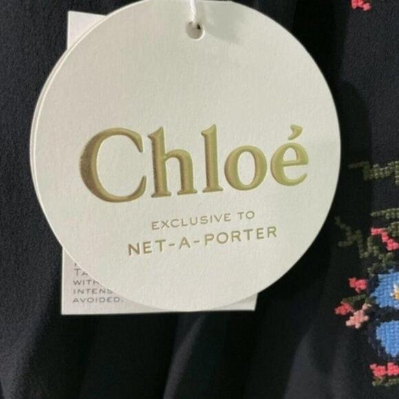 Chloe Embroidered crepe mini skirt navy size 8 - Picture 6 of 12